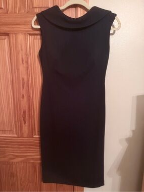 Calvin Klein Black Sleeveless Sheath Dress with Bateau Neck